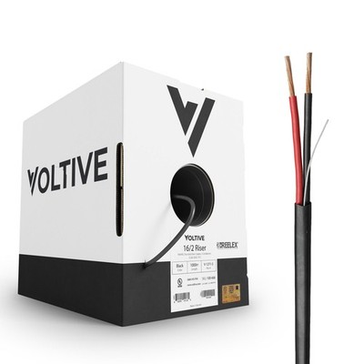 Voltive 16/2 Speaker Wire, Riser CL3R, Black, 1000ft