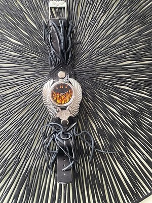 IRON EAGLE Vintage Bike Boy Uhr  Armbanduhr NOS 90s Flame Wings Rare 50mm