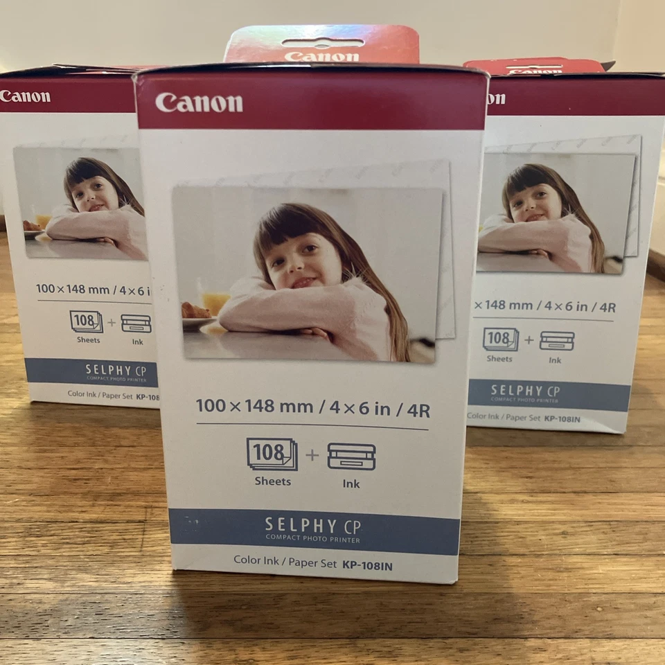 Papel Canon KP-108IN Selphy CP 4x6" 108 hojas y 3 cartuchos de tinta 6 cajas (5 nuevas) Foto 2 de 4