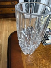 Clear Round Glass Ice Bucket / Wine Cooler, Cut Crystal Star Diamond Pattern