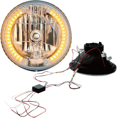 Headwinds 8-9724LEDWTCMA 7in Halogen Headlight Snake Eye Amber LED Turn Signal