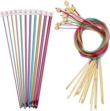 23-Piece Tunisian Crochet Hooks Set Metal  Bamboo Long Needles with Cable