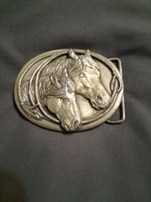 Vtg Siskiyou 1983 Pewter Horse Head Belt Buckle Western Made In USA Cowboy Rodeo