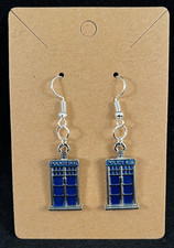 Doctor Who Inspired - Tardis - Orecchini - Pendenti - Ganci Argento - Fatti a Mano