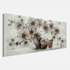 Ölgemälde handarbeit BLUMENVASEN ZWEIGE 60x140 cm – Wandbild Kunst Deko modern