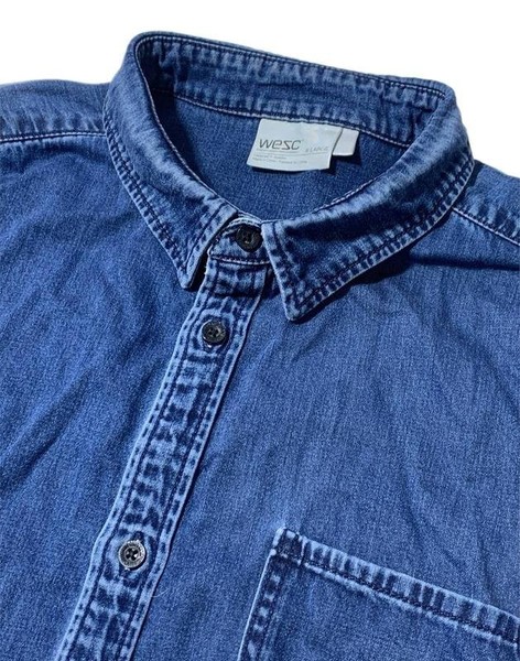 Men WeSC Shirt Navy Cotton XL