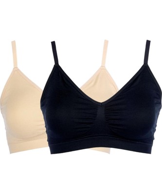 Yummie 2-pack Nylon V-Neck Bra Nude/Black