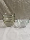 8 Pyrex 10 oz Clear Glass Dessert Bowls Scalloped 3 Lines #464