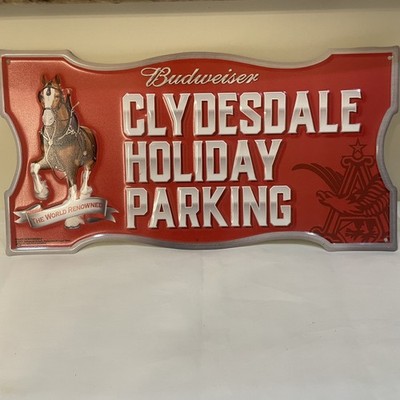 Budweiser Clydesdale Holiday Parking Metal Tin Sign New