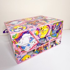 Vintage Lisa Frank Jewelry Box Craft Organizer Pencils Stamp Envelopes
