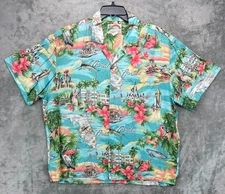 Paradise Found Men's Hawaiian Camp Shirt XL Florida Scenes Beach Rayon