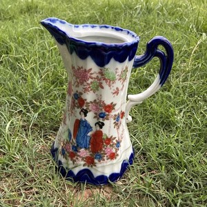 Antique Japanese Kutani Geisha Ware Tea Chocolate Pot Cobalt Blue Antique No Lid