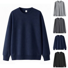 Long Sleeve Men's Fleece Sweatshirt Solid Color Loose for Fit Casual Pullover