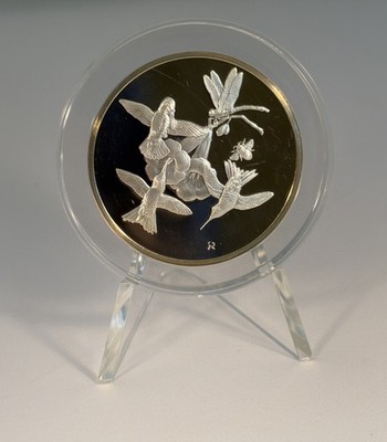 FRANKLIN MINT 1971 GILROY ROBERTS RUBY THROATED HUMMINGBIRD 2 OZ