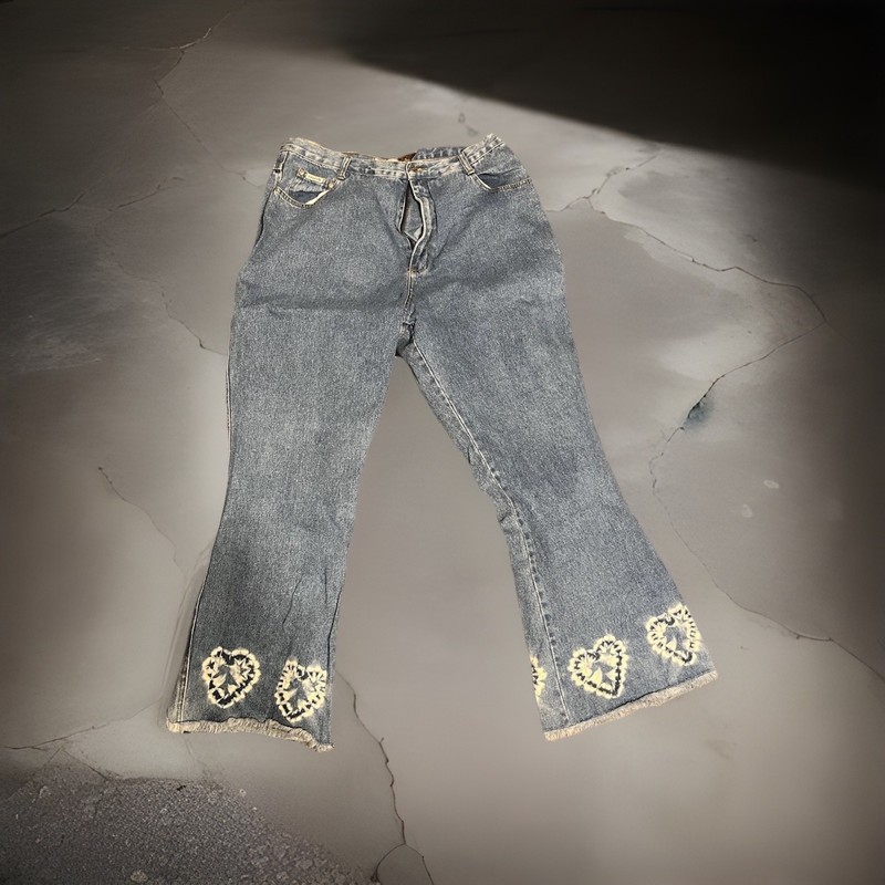 Vintage 90s Y2K Zana Di  Plus Jeans Flare Frayed Hearts Plus 20 Women’s