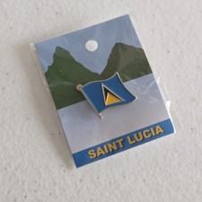 Saint Lucia Travel Souvenir Hat Lapel Pin Caribbean Island Flag
