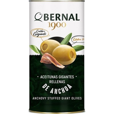 Bernal Aceitunas Gigantes Relennas Oliven gefüllt mit Sardellen 350g Dose