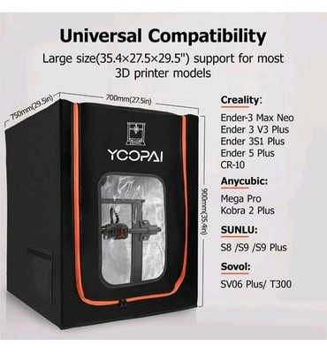 3D Printer Enclosure with LED Light Fireproof Dustproof Tent Protective Cover