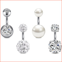 Bauchnabelpiercing 14G 6-14Mm Chirurgenstahl CZ Perle Schmuck Damen Herren