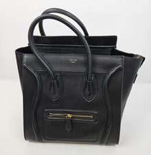 Celine Smooth Calfskin Smooth Micro Luggage Tote Bag Black Tote