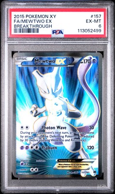 2015 POKEMON XY BREAKTHROUGH MEWTWO EX #157 FULL ART PSA 6 EX