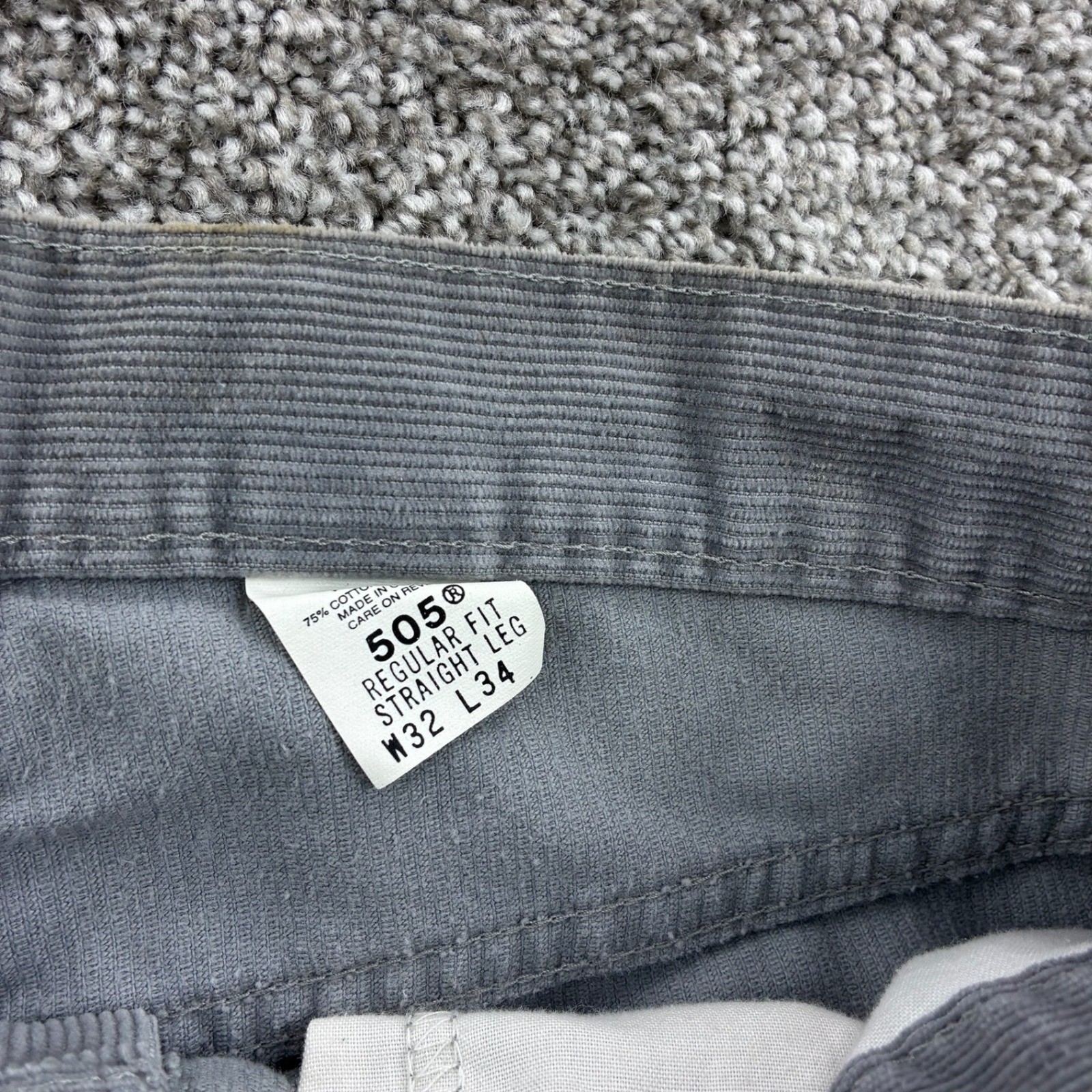 Vintage Levi's 505 Corduroy Pants Mens 32x34 Gray Regular Fit Straight Leg thumbnail 4