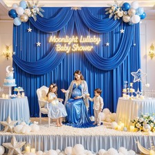 10ft x 10ft Wrinkle Free Royal Blue Backdrop Curtains for Party Stage Wedding...