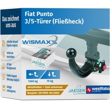 ANHÄNGERKUPPLUNG für Fiat Punto 99-03 abnehmbar WESTFALIA +7pol E-Satz ABE