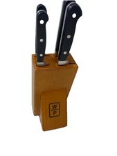 Wolfgang Puck Santoku Chefs Knives 4 Knife Set 9" 7" 5" 3" With Wood Block