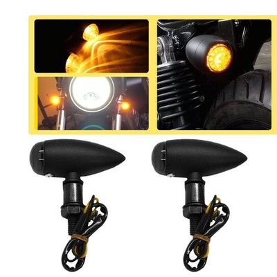 2PCS Motorcycle LED Mini Turn Signal Indicator Blinker Smoke Amber Light M10 12V