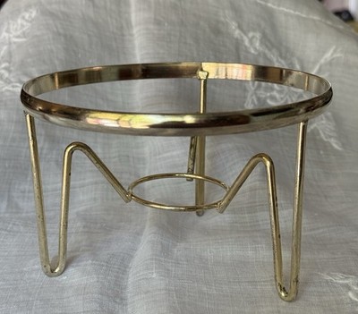 Vintage Gold Tone Tea Light Candle Warming Stand MCM Retro Atomic Decor