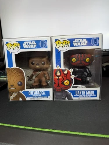 Funko Pop! Star Wars Blue Box Lot (2) CHEWBACCA #06 + DARTH MAUL #09 Vaulted