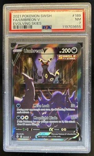 2021 Pokemon SWSH Evolving Skies Umbreon V #189/203 PSA 7