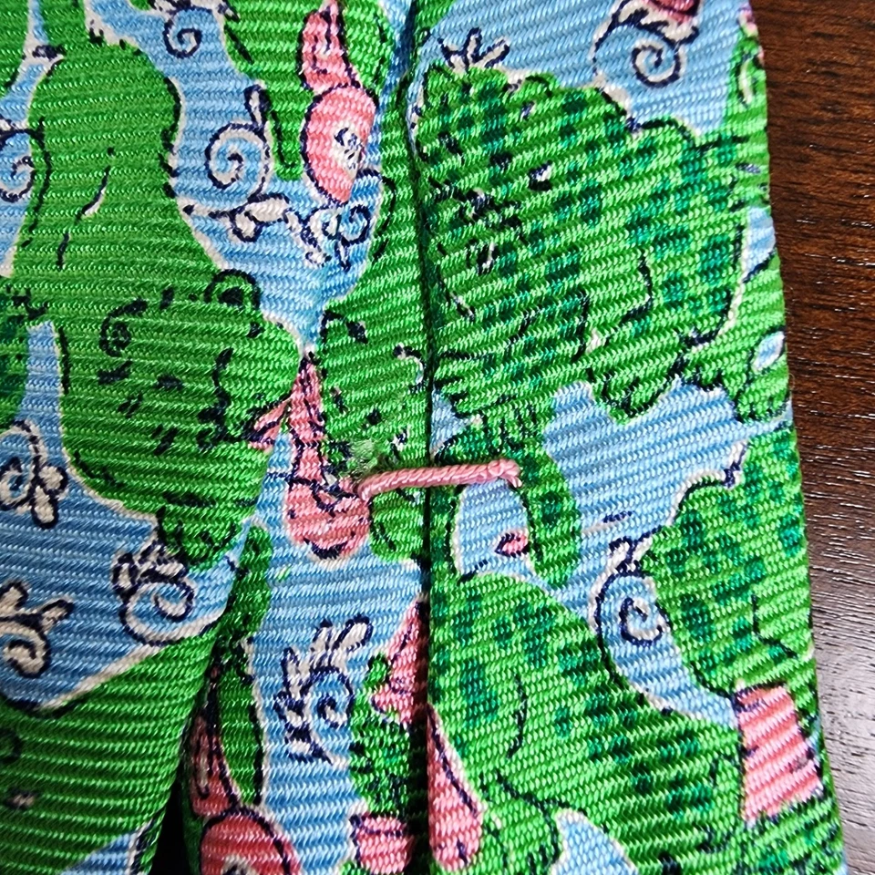 Corbata Lilly Pulitzer Hombres Rara Vintage Tela Leopardo Fiesta Animal Seda Hecha a Mano Foto 4 de 4