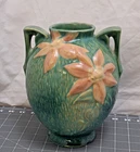 Roseville Pottery 107-8 Green Clematis Vase With Handles Made in USA READ
