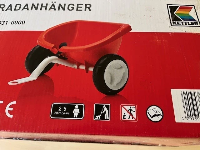 Kettler Dreirad Anhänger rot Kinder Spielzeug komplett mit Anhängerkupplung - Bild 4 von 4