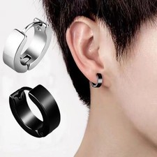 2PCS Stainless Steel Hoop Earrings for Men Women Small Huggie Hoop Ear Piercings