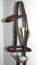 HERITAGE English Leather Padded Narrow Simple French Cavesson Snaffle Bridle NEW
