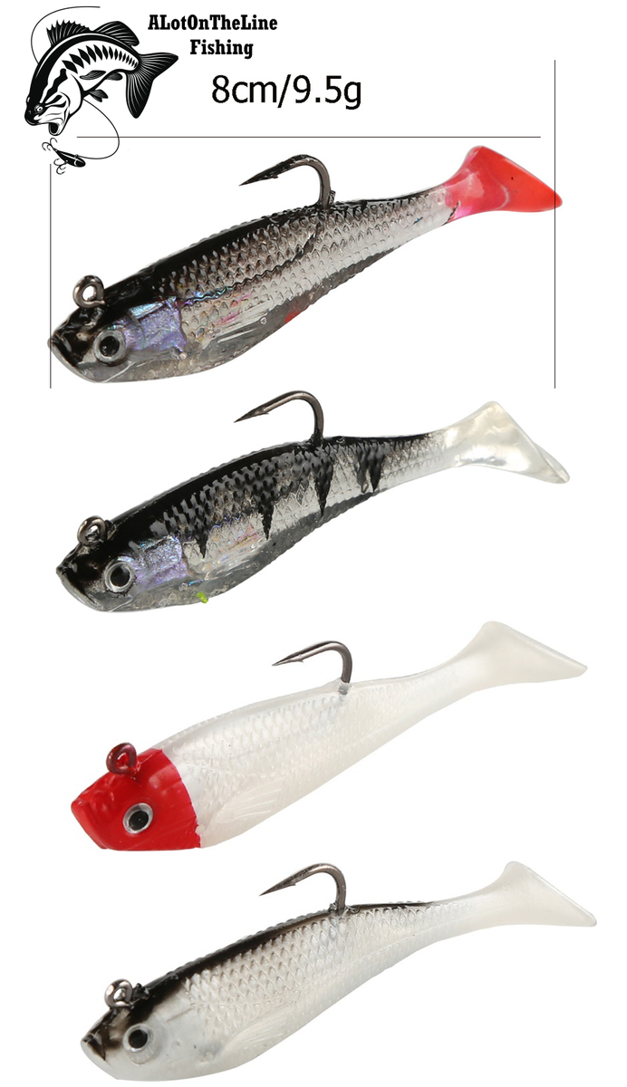 Lot Soft Rigged Shad Tail Swimbait Fishing Lures with Hook 8cm/9.5g Lot Soft Rigged Shad Tail Swimbait Fishing Lures with Hook 8cm/9.5g