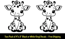 Baby Giraffe Two Pack 4" Vinyl Decal Car Truck Window Tablet Laptop Walls Mirror