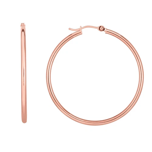 14k Rose Gold 2mm x 40mm (1.75") Hinged Hoop Earrings 1.6 grams - Picture 1 of 1