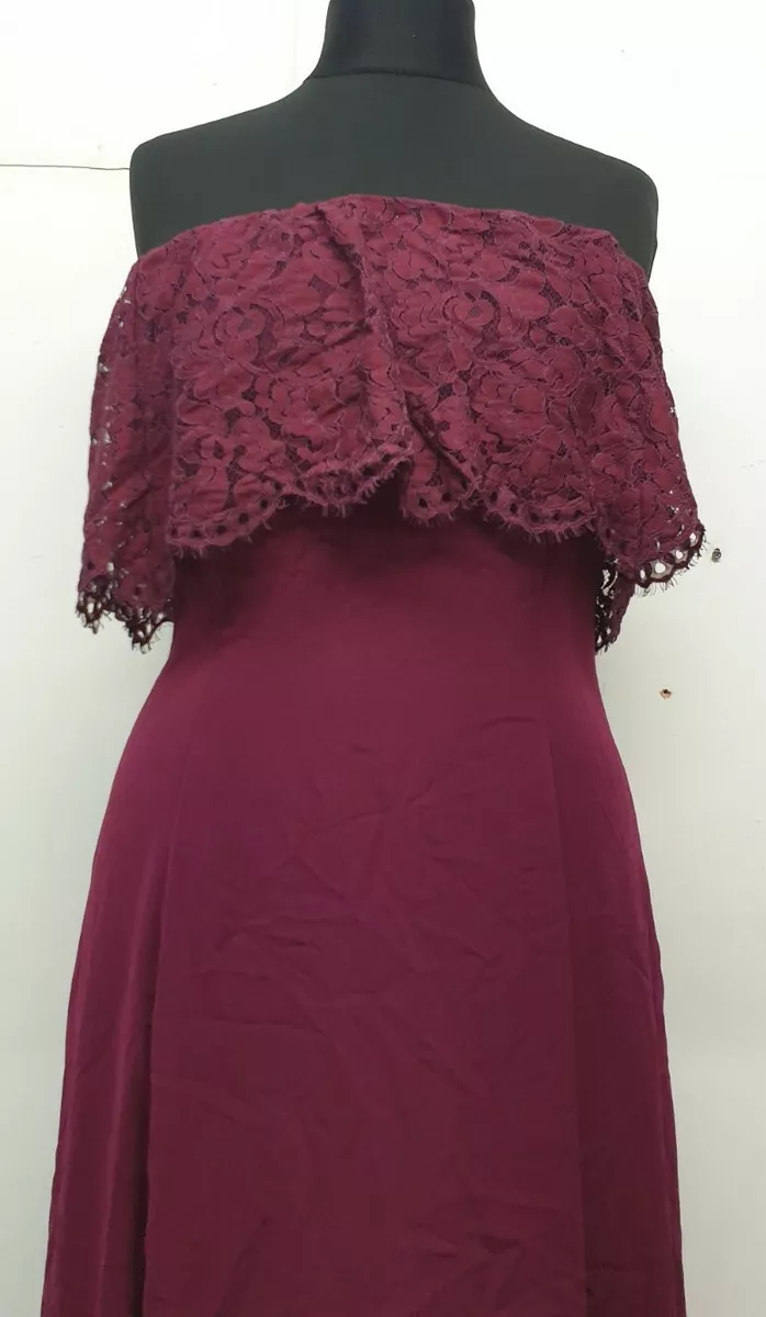 COAST Oriel Lace MERLOT Bardot Dress Womens SIZE UK 14 REF CL12 eBay