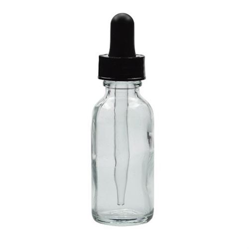 2oz Clear Glass Bottle with Black Dropper - Choose Your Quanity