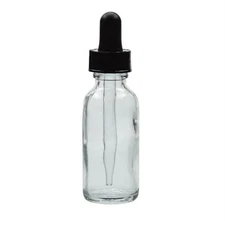 1oz Clear Glass Bottle with Black Dropper - Choose Your Quantity 2 to 48 Bottles