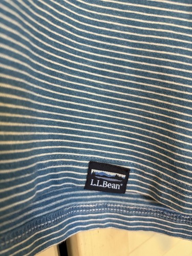 L.L. Bean Coolmax Men’s XL Shirt Short Sleeve 1/4 Snap Buttons blue Striped - Picture 2 of 4