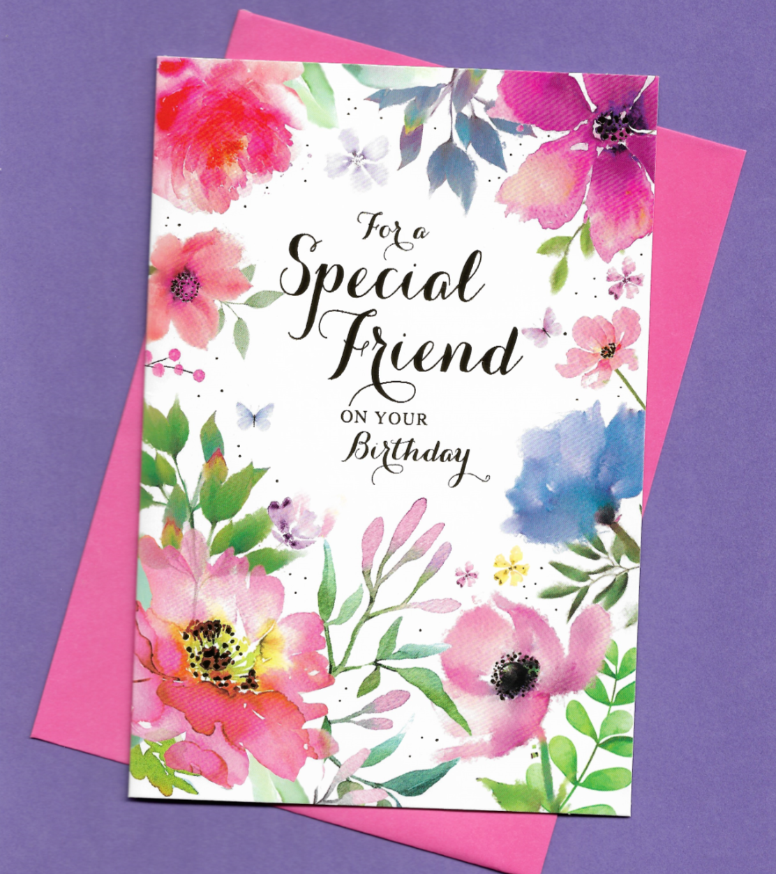 Special Friend Birthday Card Floral Bright Flower Female Woman Ladies 19x13cm