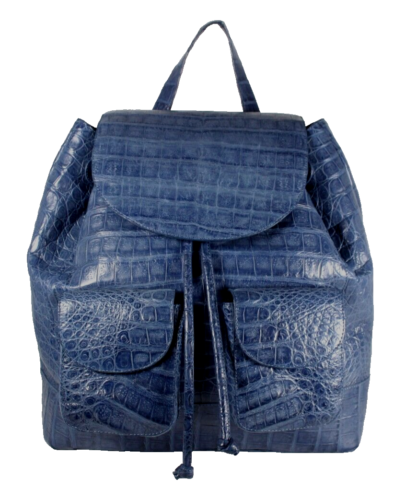 NANCY GONZALEZ $3,850 Denim Blue Crocodile Skin Large Unisex Backpack Bag