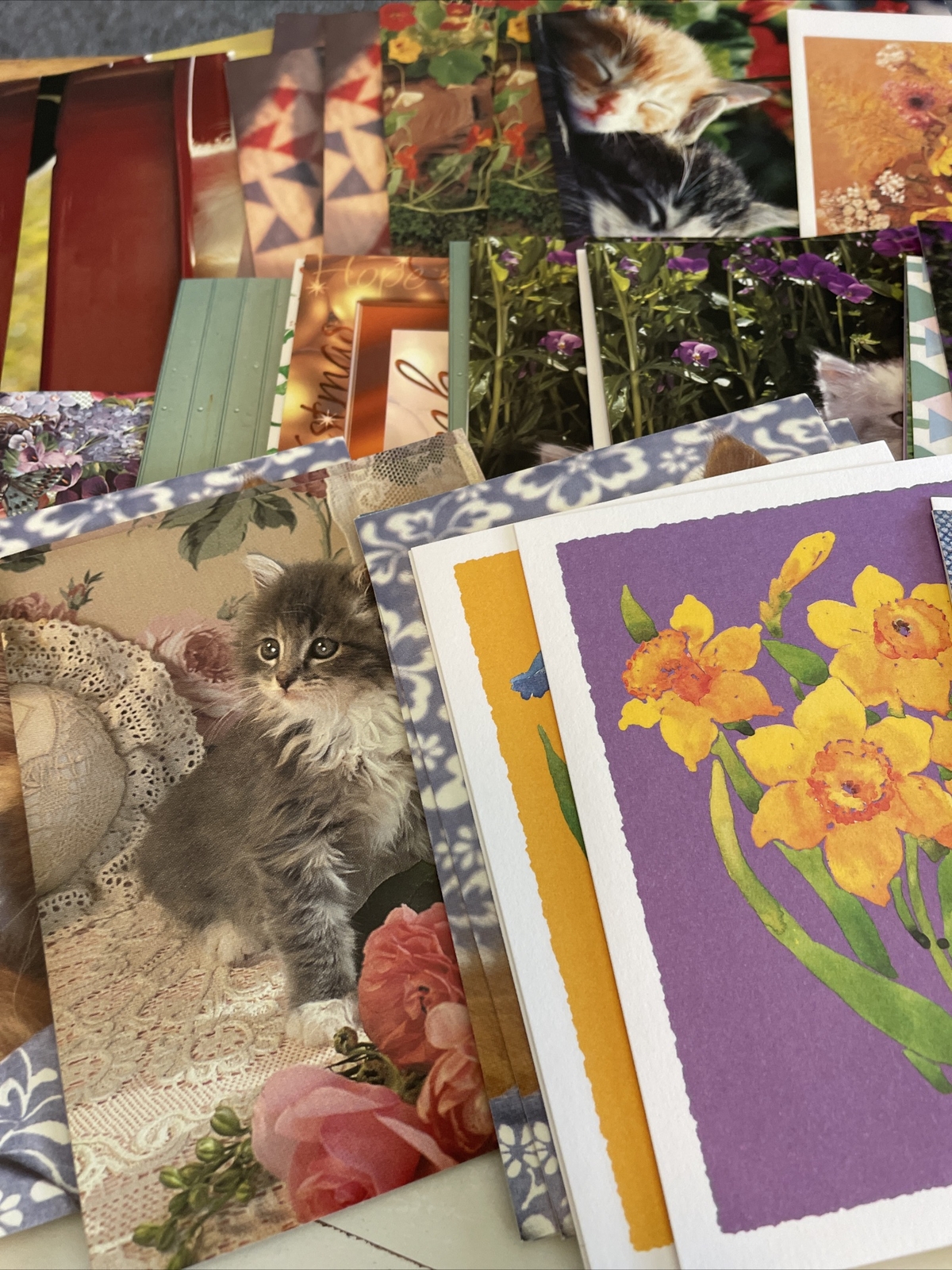 Lot Of 70 Unused Vintage Current Greeting Cards, Envelopes And Stickers