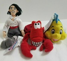 NEW Disney Beanies Plush ERIC SEBASTIAN FLOUNDER Little Mermaid Original Tags