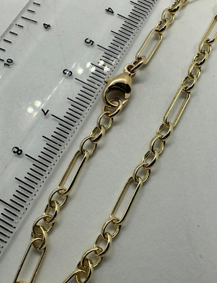 Ausgefallene Erbskette 9 kt MASSIV Gelbgold 4 mm Figaro-Stil 18 Zoll/45 cm (GFIGURB)